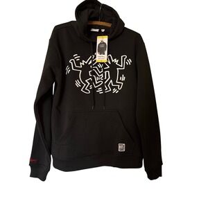 Keith Haring Mens S Graphic Hoodie Black Dancing Figures Art Is For Every Body